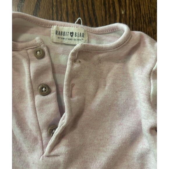 Rabbit and Bear Pink and White 100% Cotton Long Sleeve Jumpsuit Size 3-6 Months - Picture 3 of 6